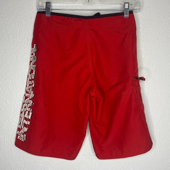 Hurley International boy's size 27, red/black board shorts with pocket. - Picture 2 of 8